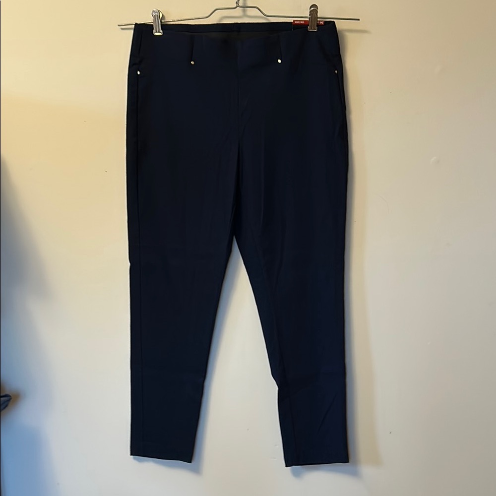 Rafaella comfort stylish navy stretch pull-on pants slim ankle size 14 new/tag